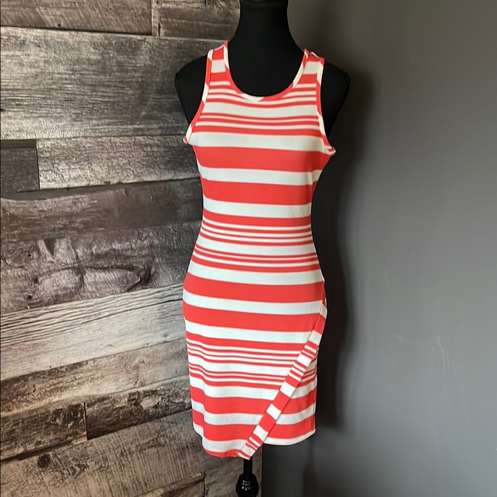 Striped Sleeveless Dress - Red and White